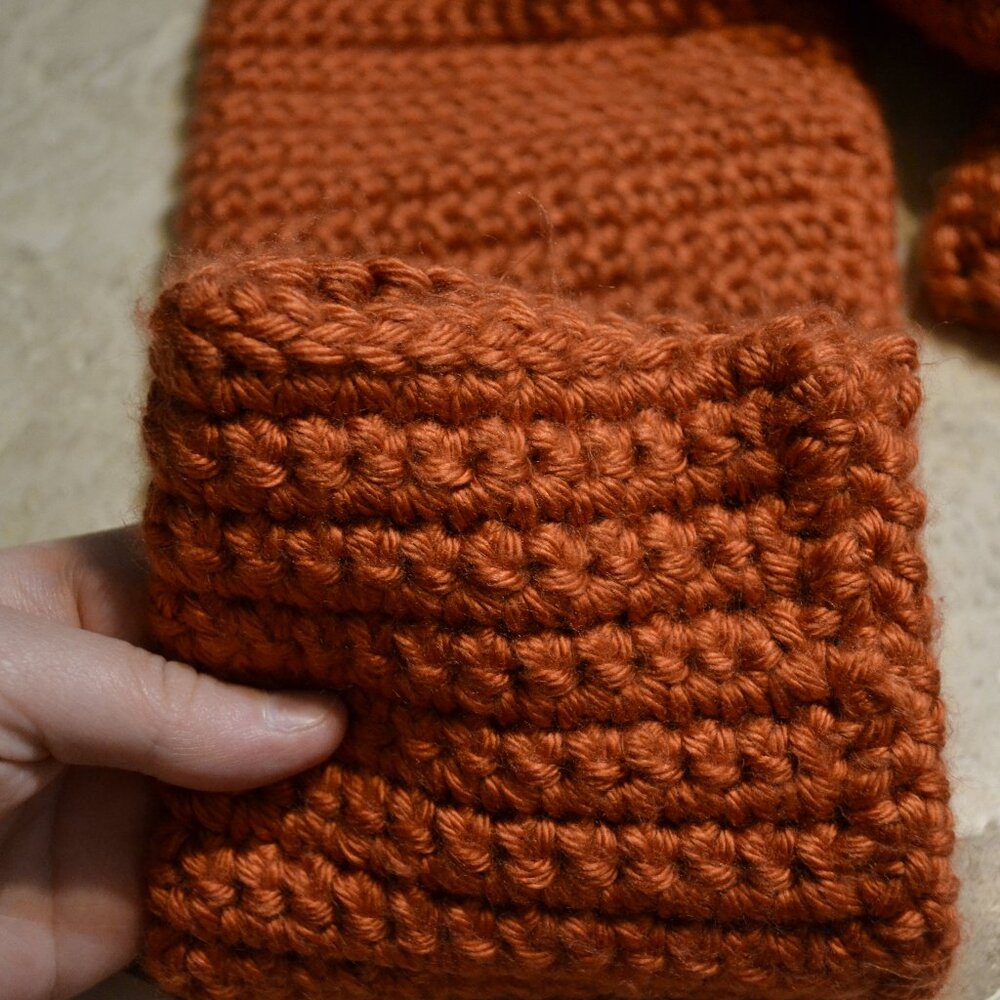 Orange Handmade Heavy Chunky Knit Cardigan Cottage-core Grandmacore Cardigan - Picture 14 of 15